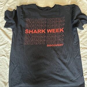 Discovery Black Tee with Red Shark Week Design